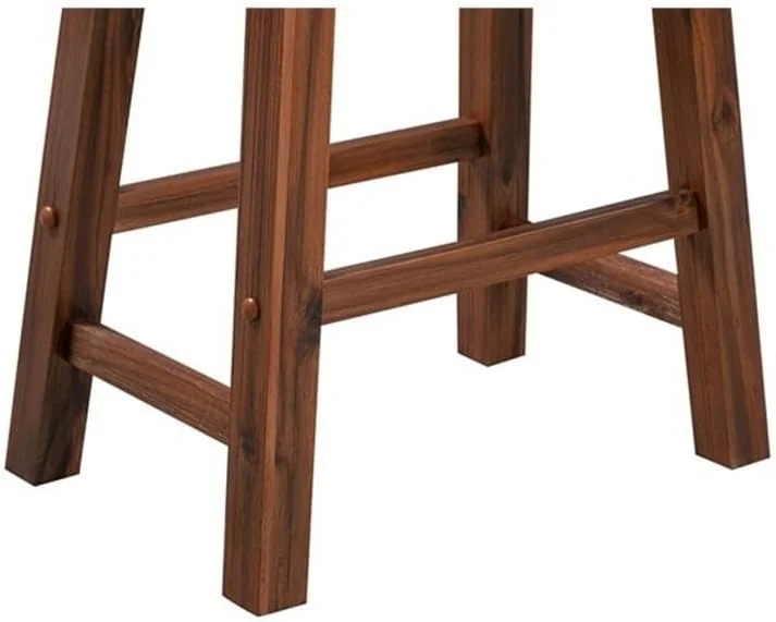FashionTick Backless Acacia Wood Saddle Counter Stools, Set of 2, Chestnut Wire-Brush - image 4