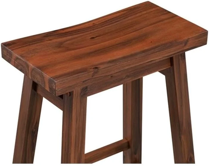 FashionTick Backless Acacia Wood Saddle Counter Stools, Set of 2, Chestnut Wire-Brush - image 5