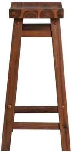 FashionTick Backless Acacia Wood Saddle Counter Stools, Set of 2, Chestnut Wire-Brush - image 6