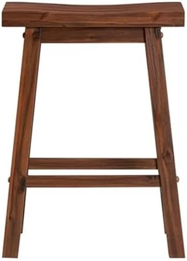 FashionTick Backless Acacia Wood Saddle Counter Stools, Set of 2, Chestnut Wire-Brush - image 7