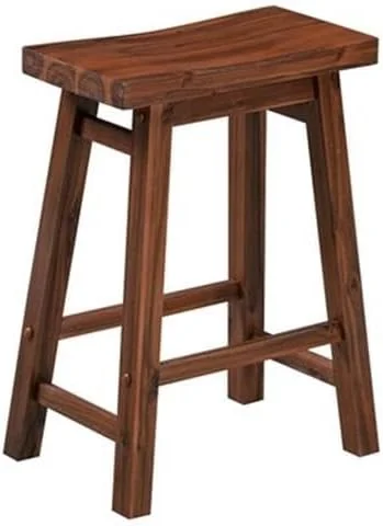 FashionTick Backless Acacia Wood Saddle Counter Stools, Set of 2, Chestnut Wire-Brush - image 8