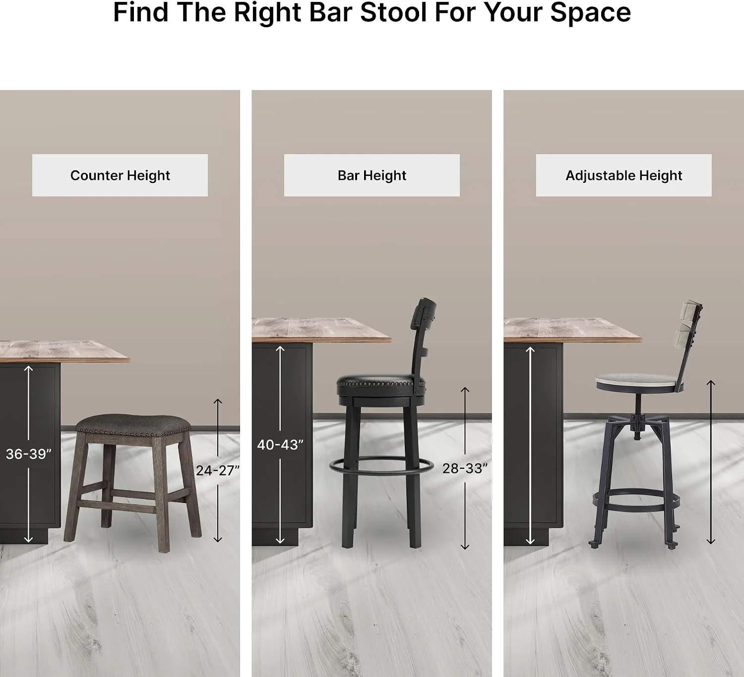 FashionTick Backless Upholstered Counter Stools with Nailhead Trim, Set of 2, Gray - image 10