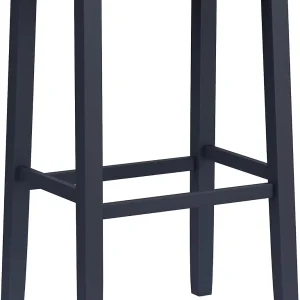 FashionTick Backless Wood Saddle Bar Stool with Grooved Seat, 30 Inch, Navy