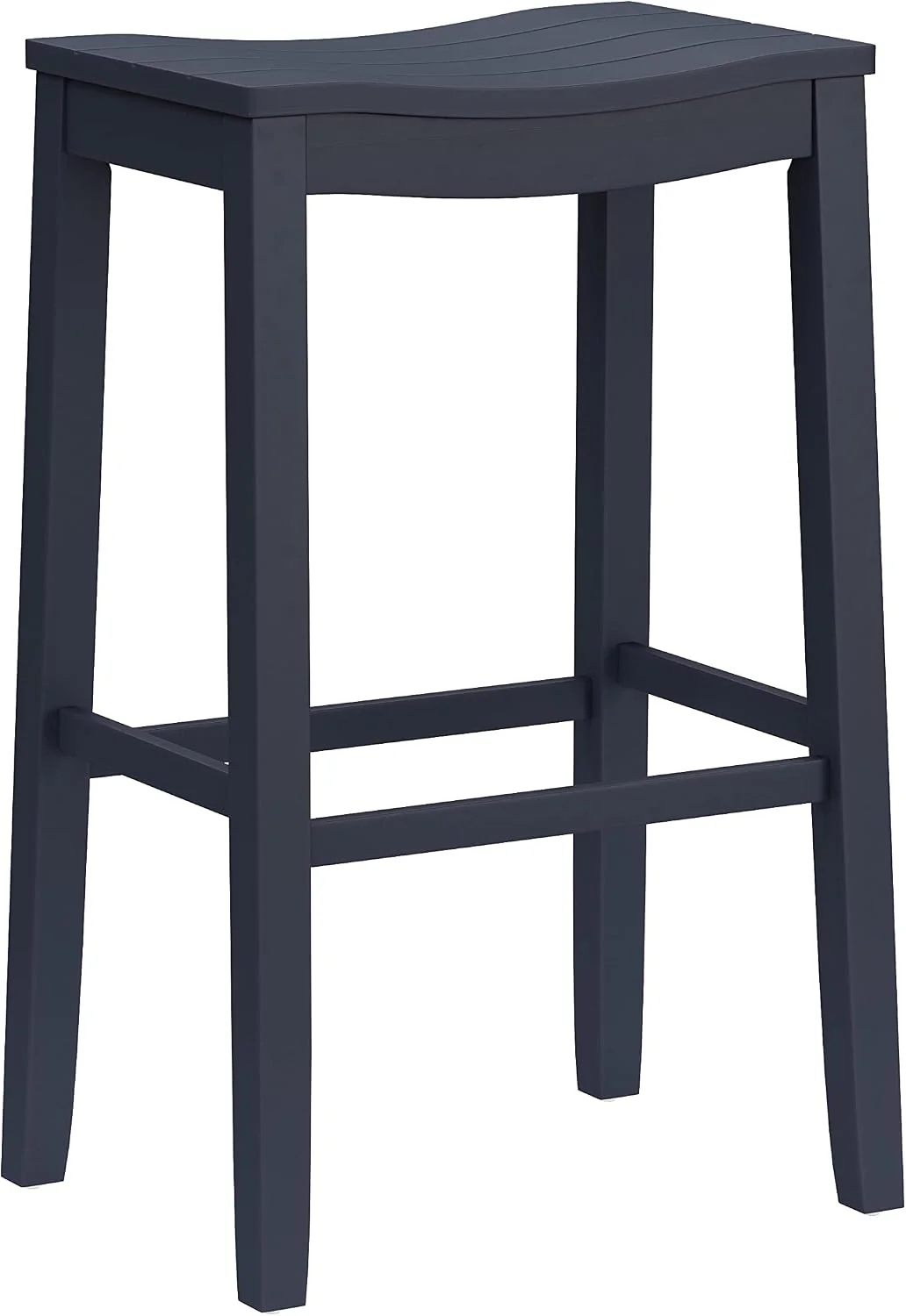FashionTick Backless Wood Saddle Bar Stool with Grooved Seat, 30 Inch, Navy