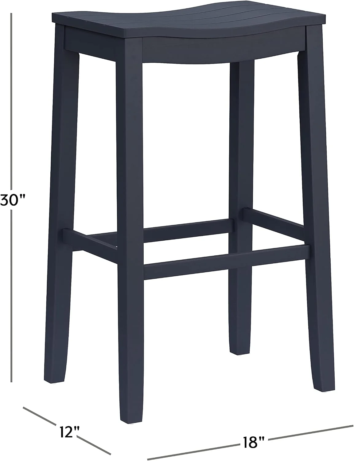 FashionTick Backless Wood Saddle Bar Stool with Grooved Seat, 30 Inch, Navy - image 3