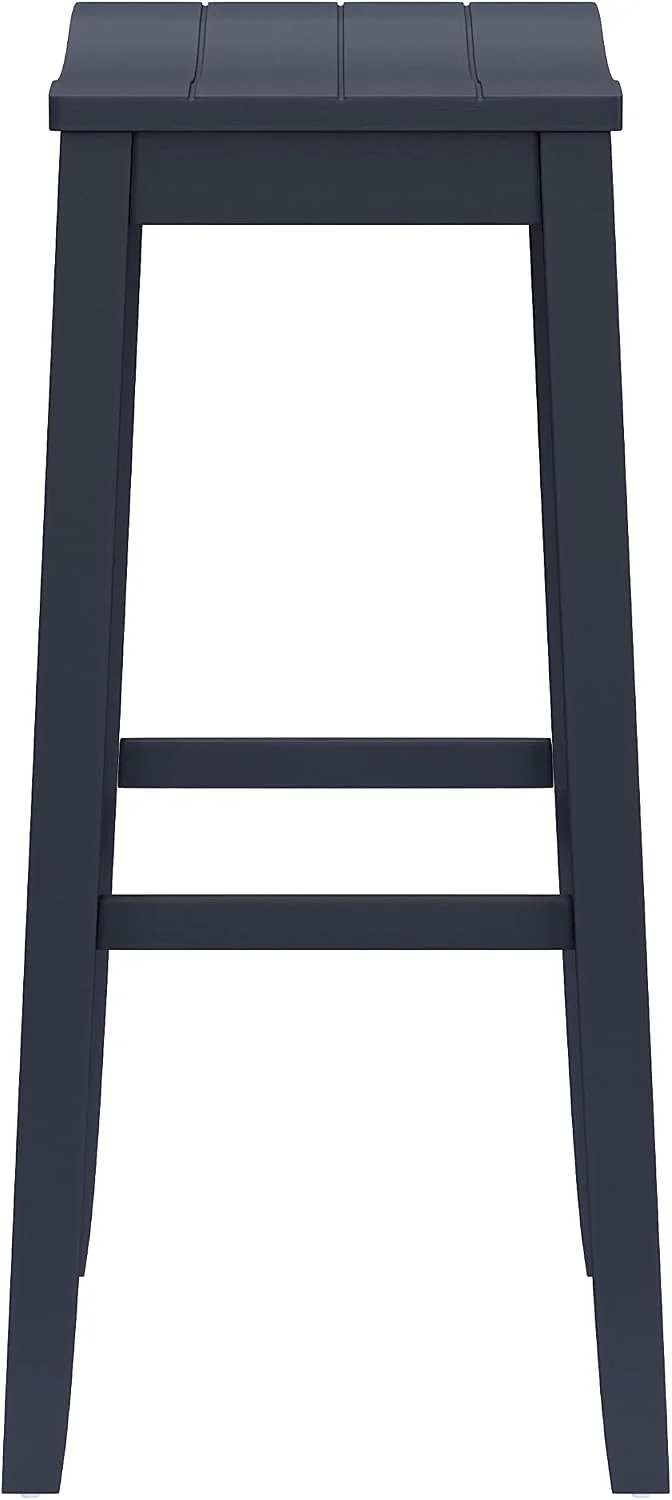 FashionTick Backless Wood Saddle Bar Stool with Grooved Seat, 30 Inch, Navy - image 9