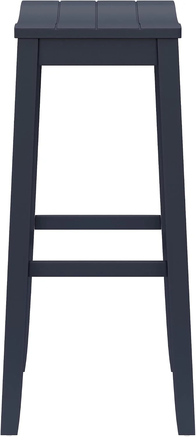 FashionTick Backless Wood Saddle Bar Stool with Grooved Seat, 30 Inch, Navy - image 10