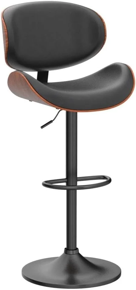 FashionTick Mid-Century Bentwood Swivel Bar Stools with Curved Backrest, Set of 2, Black - image 5