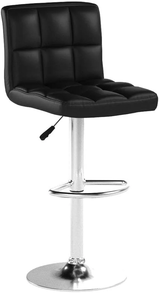 FashionTick PU Leather Swivel Bar Stools with Backrest, Adjustable Height, Set of 2, Black - image 5