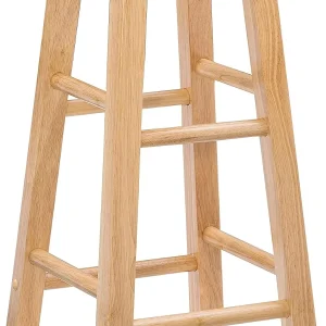 FashionTick Round Seat Wood Counter Stool, 24 Inch Backless, Natural