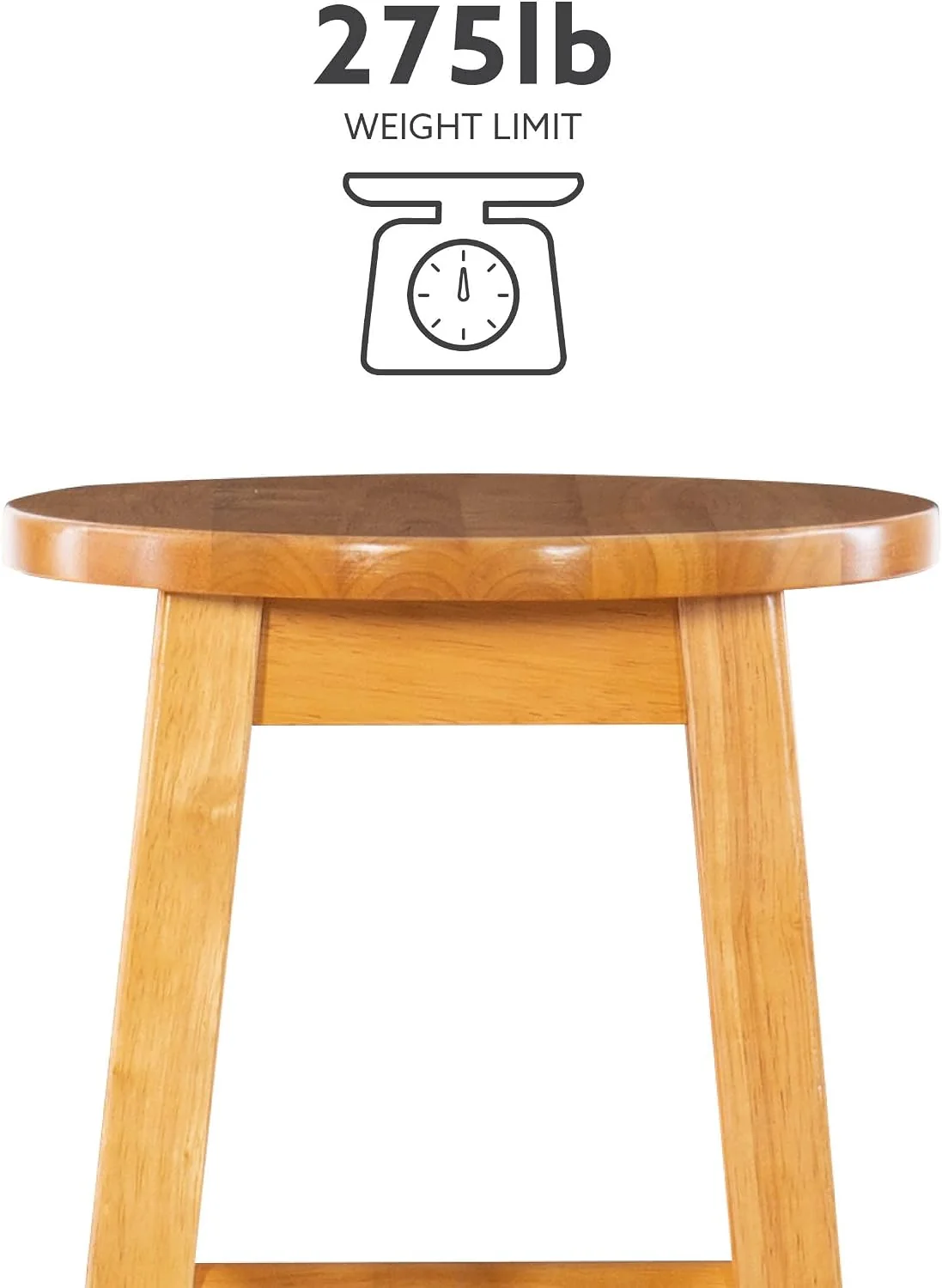 FashionTick Round Seat Wood Counter Stool, 24 Inch Backless, Natural - image 9