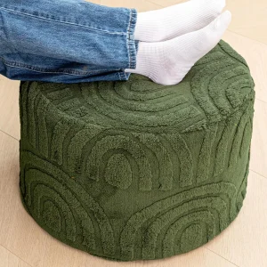 FashionTick Square Boucle Pouf Ottoman Foot Rest, 20 x 20 x 14 Inch, Deep Green