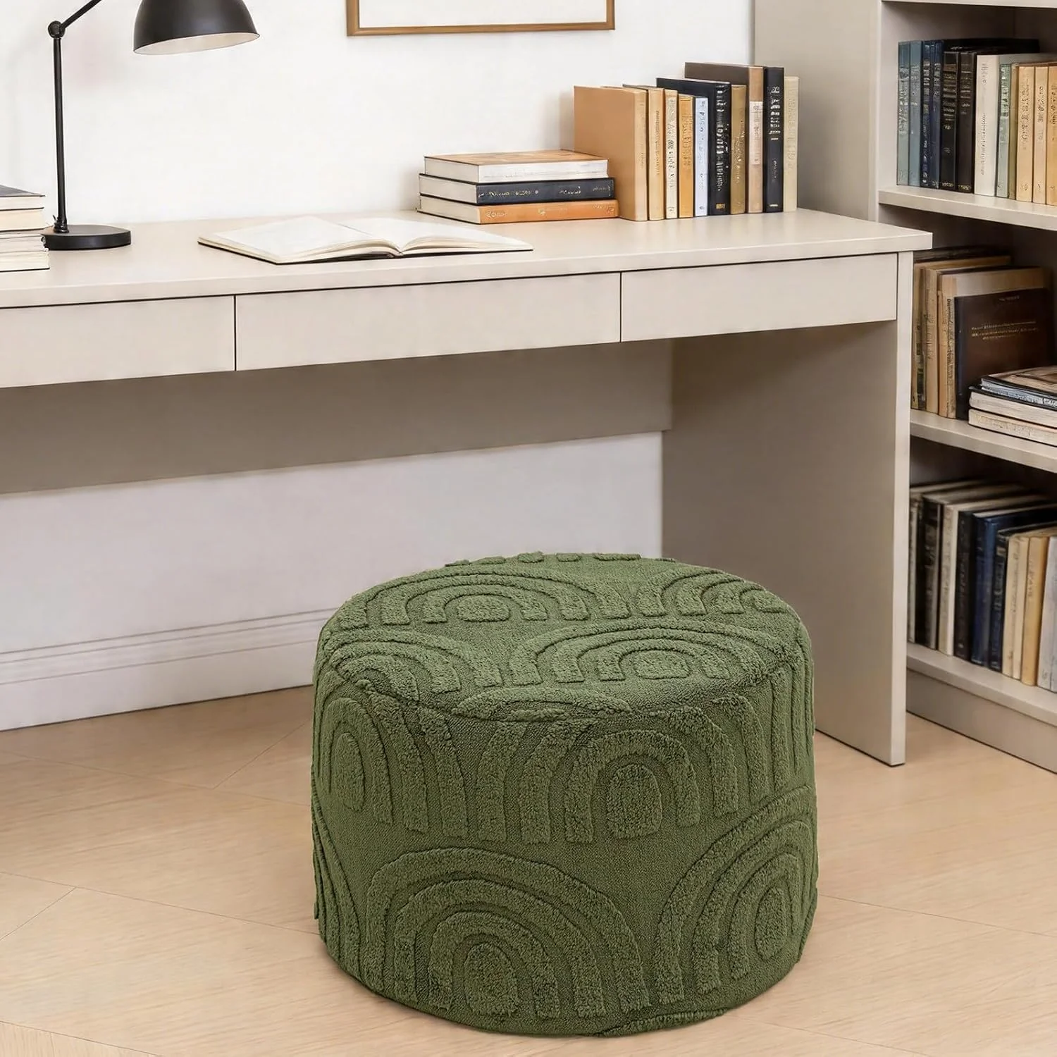 FashionTick Square Boucle Pouf Ottoman Foot Rest, 20 x 20 x 14 Inch, Deep Green - image 7