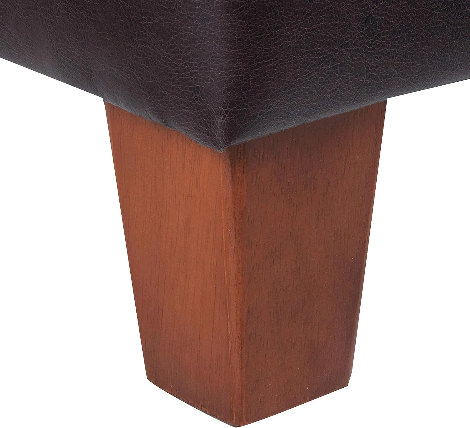 FashionTick Square Faux Leather Storage Ottoman, 28 Inch with Tapered Wood Legs, Distressed Brown - image 10
