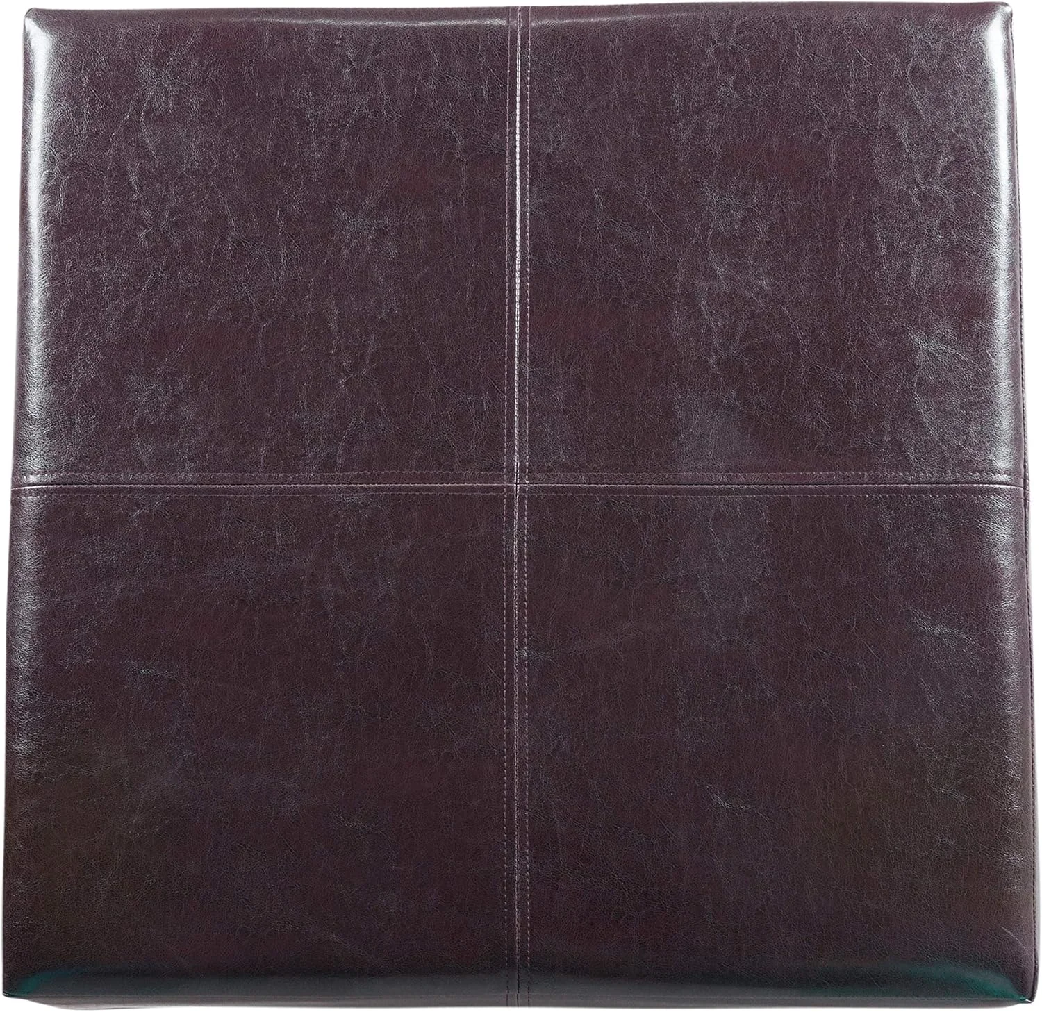 FashionTick Square Faux Leather Storage Ottoman, 28 Inch with Tapered Wood Legs, Distressed Brown - image 13
