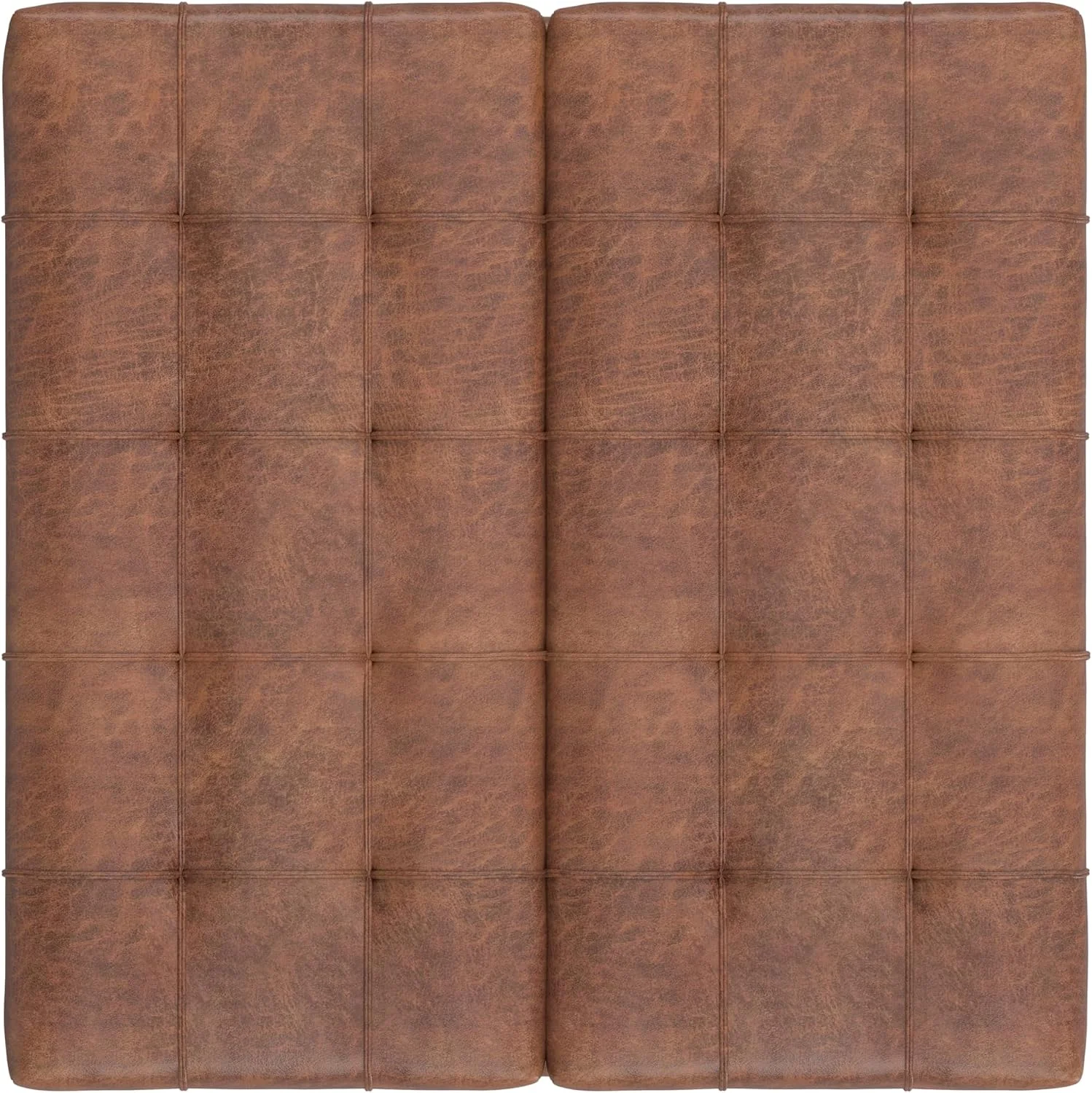 FashionTick Square Lift-Top Storage Ottoman, 30 Inch Vegan Leather with Tufted Top, Distressed Saddle Brown - image 5