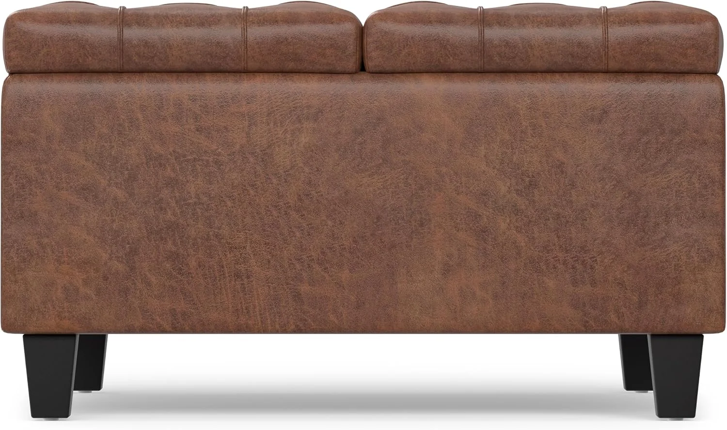 FashionTick Square Lift-Top Storage Ottoman, 30 Inch Vegan Leather with Tufted Top, Distressed Saddle Brown - image 6