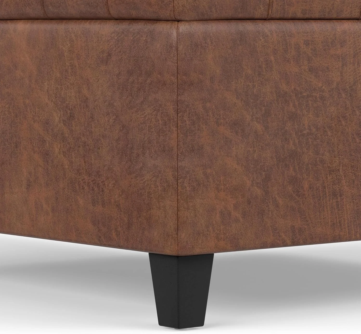 FashionTick Square Lift-Top Storage Ottoman, 30 Inch Vegan Leather with Tufted Top, Distressed Saddle Brown - image 9