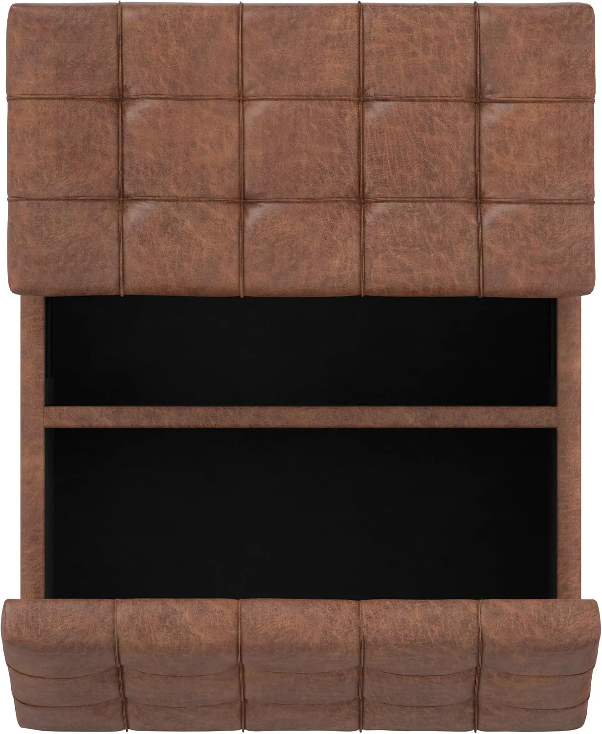 FashionTick Square Lift-Top Storage Ottoman, 30 Inch Vegan Leather with Tufted Top, Distressed Saddle Brown - image 13