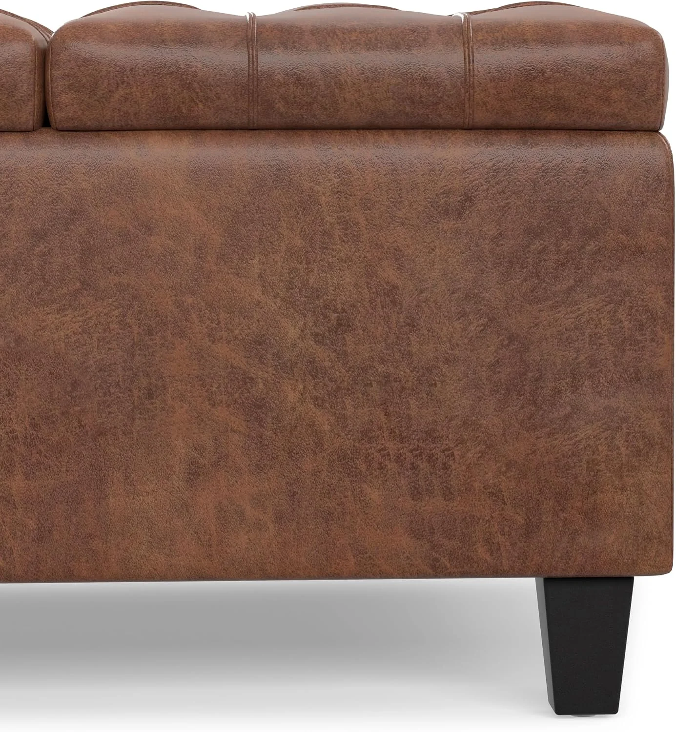 FashionTick Square Lift-Top Storage Ottoman, 30 Inch Vegan Leather with Tufted Top, Distressed Saddle Brown - image 14