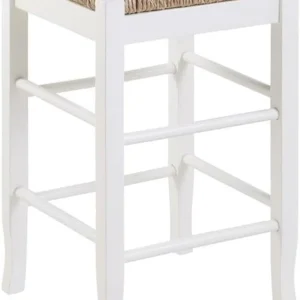FashionTick Square Rush Seat Backless Counter Stool, 24 Inch, Cream