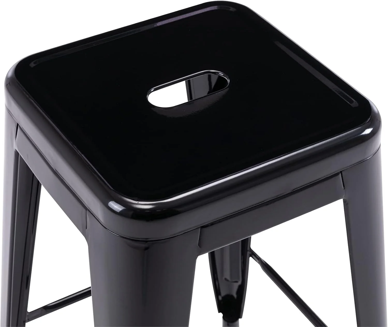 FashionTick Stackable Backless Metal Counter Stools, 24 Inch Indoor Outdoor, Set of 2, Black - image 7