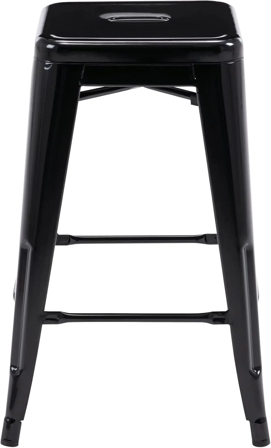 FashionTick Stackable Backless Metal Counter Stools, 24 Inch Indoor Outdoor, Set of 2, Black - image 8